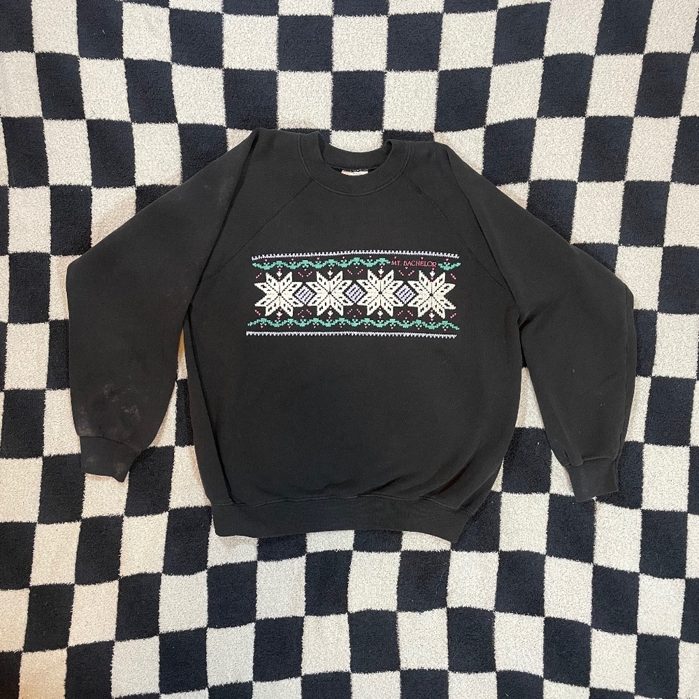 vintage mt bachelor winter xmas sweater hanes made in usa